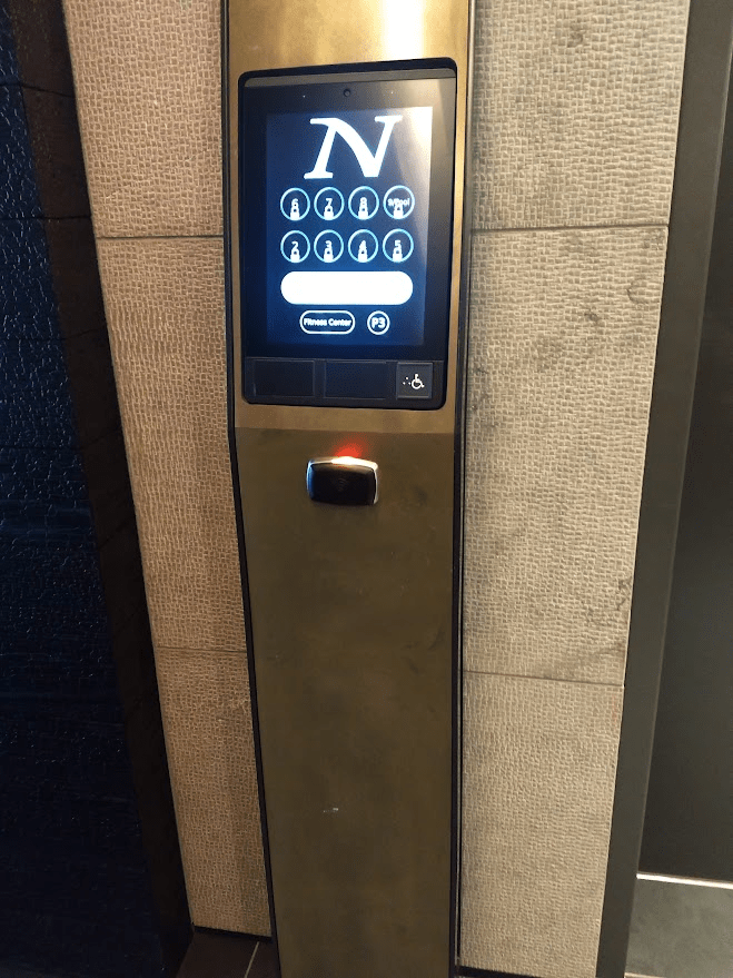 Elevator buttons at Nobu Hotel Atlanta